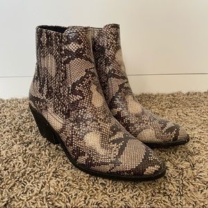 Snakeskin booties